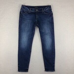 Silver Jeans Womens 34x29 Blue Suki Skinny Dark Wash Denim